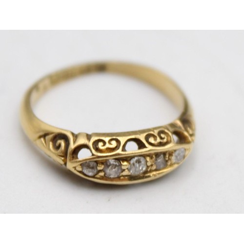 71 - An Edwardian 18ct gold five stone boat shape diamond ring, Birmingham 1906, size L and an 18ct gold ... 