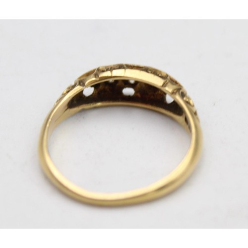 71 - An Edwardian 18ct gold five stone boat shape diamond ring, Birmingham 1906, size L and an 18ct gold ... 