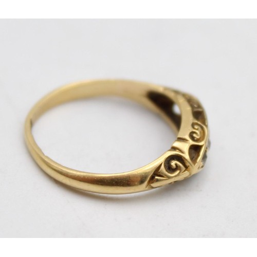 71 - An Edwardian 18ct gold five stone boat shape diamond ring, Birmingham 1906, size L and an 18ct gold ... 