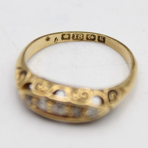 71 - An Edwardian 18ct gold five stone boat shape diamond ring, Birmingham 1906, size L and an 18ct gold ... 