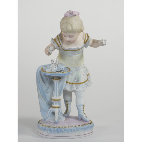 132 - A 19th century Continental pair of cold painted bisque figures, depicting a boy and girl, 36cm, toge... 