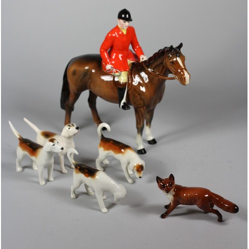 134 - A Beswick hand painted ceramic figure ' Huntsman ' Red Jacket, model 1501, designer A. Gredington, i... 