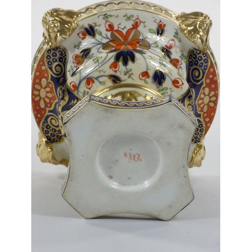 147 - A 19th century Crown Derby pedestal dish, with pierced mask border, number 68, lacking cover, with d... 