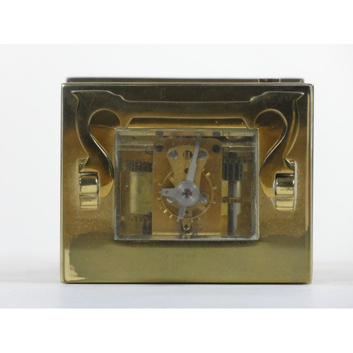 261 - An English brass carriage time piece, the white enamel dial signed F. Hinds, the 11 jewel movement s... 