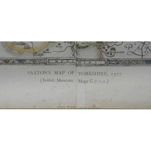 275 - After Saxon's Map of Yorkshire 1577, a Victorian copy by Emery Walker Ltd, Collotypers, 59 x 73 cm.