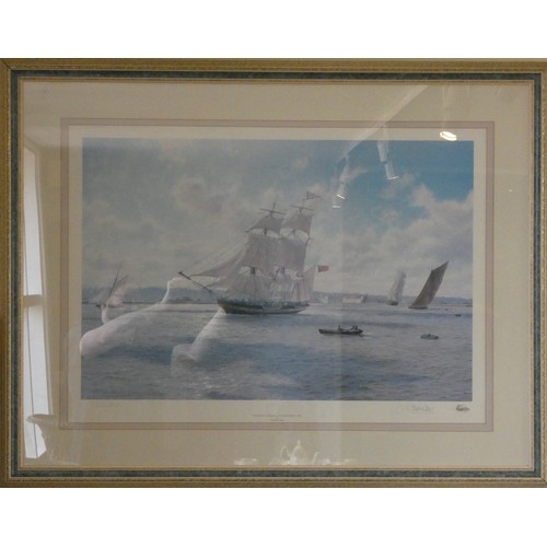 276 - After J. Steven Dews (1949-): The Whaler The Phoenix off Greenwich 1820, artists proof, signed in pe... 