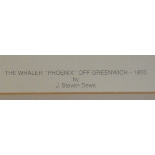 276 - After J. Steven Dews (1949-): The Whaler The Phoenix off Greenwich 1820, artists proof, signed in pe... 