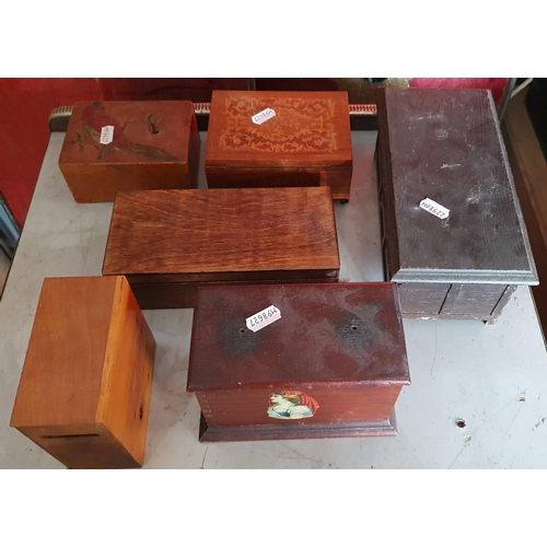 412 - Six various musical boxes, in need of restoration (6)