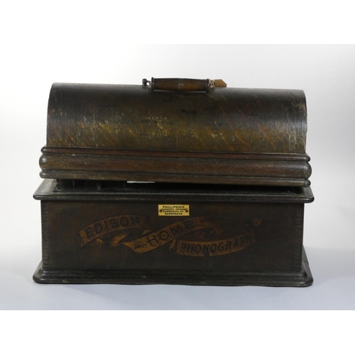 432 - An Edison phonograph c1905 serial number H107518, no trumpet, not working, together with 3 records 4... 