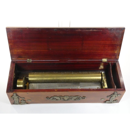 437 - Ducommun Girod Swiss music box in a mahogany case with applied brass mouldings, two comb movement si... 