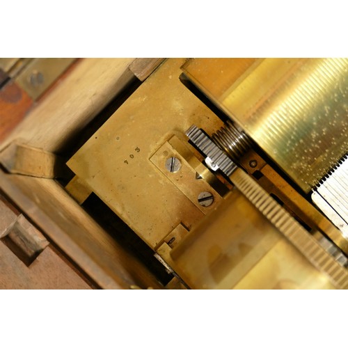 444 - Lecoultre and Falconnet Key wind Quatre overture musical box, rosewood and boxwood inlay, 2 section ... 