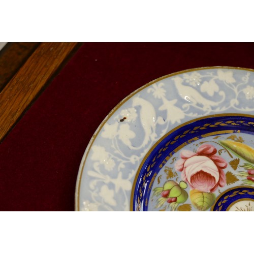 145 - A New Hall powder blue part dessert service, pattern 1707, c.1820, comprising four various dishes an... 