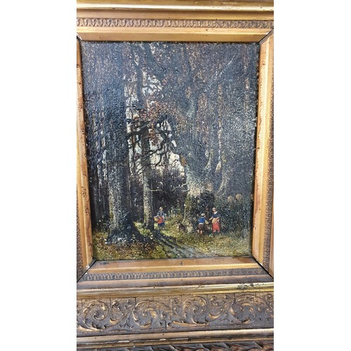 318 - Continental school, early 19th century, Berry pickers in wooded glade, oil on oak panel, indistinctl... 