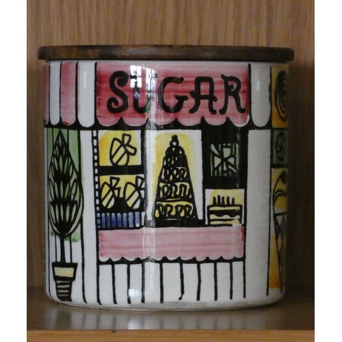 64 - A collection of Jie Gantofta Swedish 1960's ceramic storage jars consisting of, biscuits, two coffee... 
