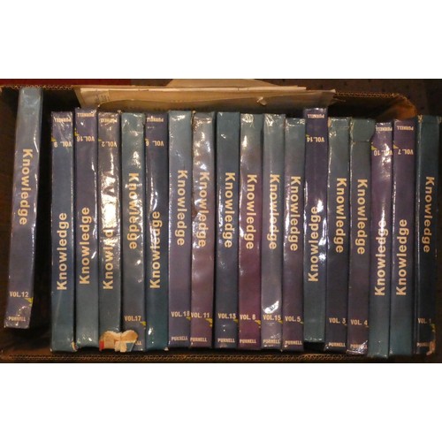 71 - A collection of Vinyl 45 records together with 18 volumes of Knowledge Encyclopedia