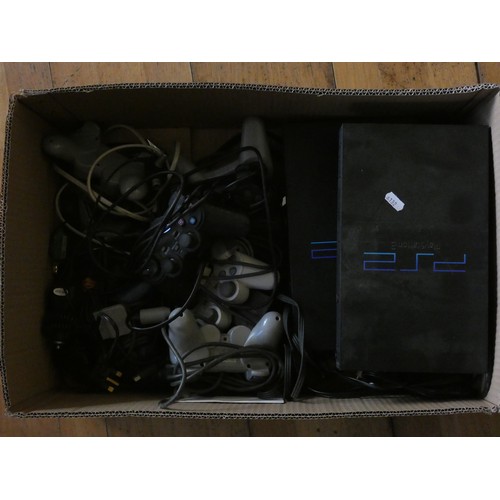 95 - A Sony Playstation console together with two Sony Playstation 2 complete with a selection of games, ... 