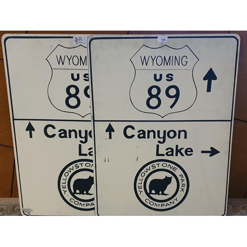 101 - A pair of painted alloy Route 89 signs, 81 x 61 cm.