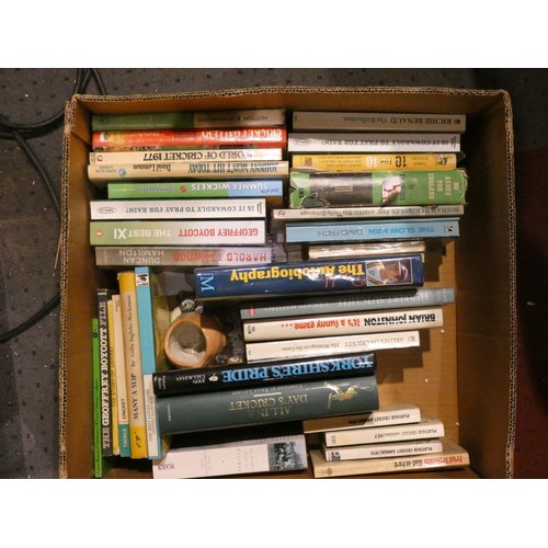 85 - A Royal Doulton 'Johnners' Toby jug, a collection of cricket related books including, Ball of Fire -... 