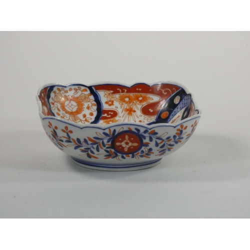 113 - A Japanese Imari pattern square bowl, 16cm and another similar 14 cm.