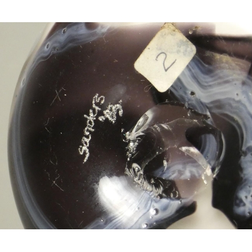 124 - An Andrew Sanders, an iridescent black and white pearl baluster vase, engraved AH Sanders, '83, heig... 