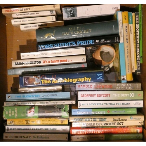 85 - A Royal Doulton 'Johnners' Toby jug, a collection of cricket related books including, Ball of Fire -... 