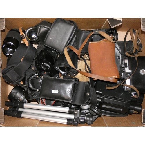 97 - A collection of 35mm film cameras and lenses to include- Minolta X-300, Sigma 28-70mm lens, Pentax b... 