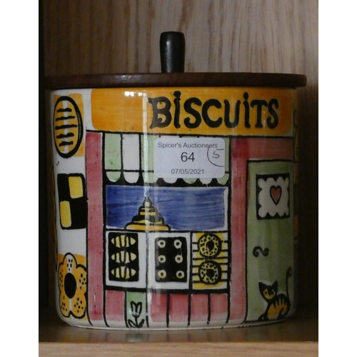 64 - A collection of Jie Gantofta Swedish 1960's ceramic storage jars consisting of, biscuits, two coffee... 