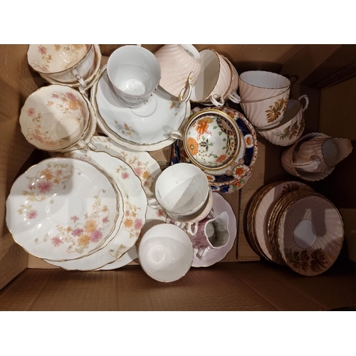 81 - An early enamel white bread bin together with, a quantity of dinner/teaware makers to include- Parag... 