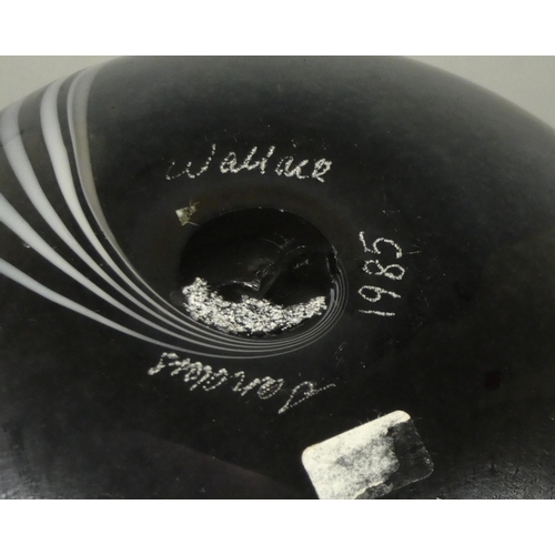 129 - An Antony Sterne, an iridescent purple vase of baluster form, studded neck, scalloped and flared rim... 