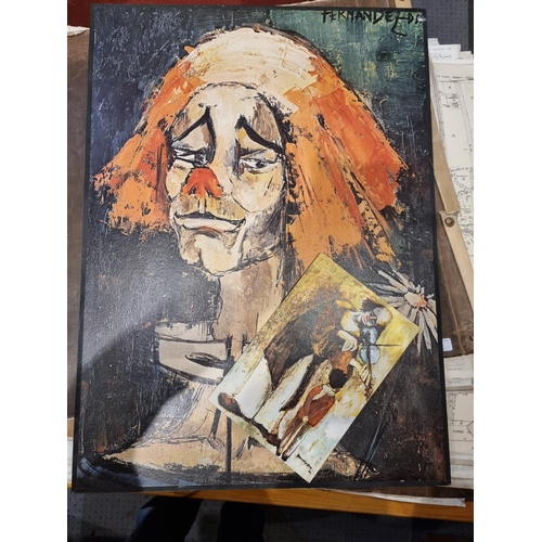 68 - Two wood block clown prints together with a Lyons Maid Ice Cream advertising sign (3)