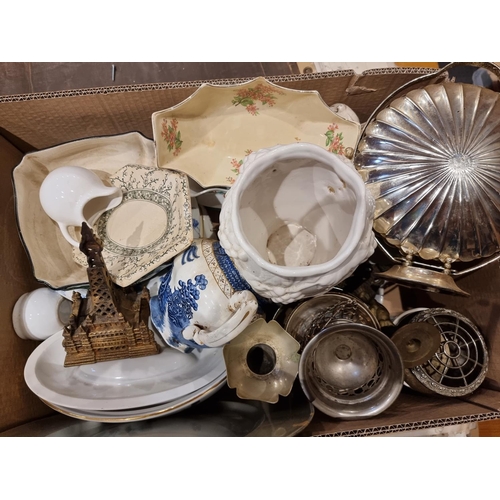 78 - A painted cast metal money box in the form of Blackpool Tower together with, miscellaneous cermaics ... 