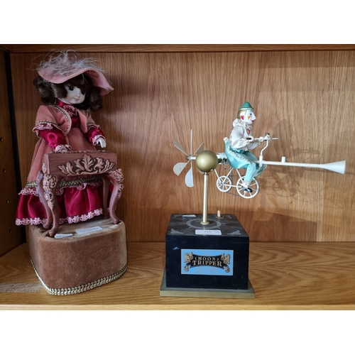 115 - A mid-20th century antique style musical automaton in the form of a young girl playing the piano, cl... 