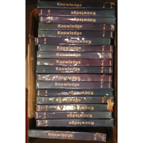 71 - A collection of Vinyl 45 records together with 18 volumes of Knowledge Encyclopedia