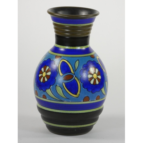 112 - A Gouda baluster vase, decorated in the Clio pattern, signed to the base, 24 cm.