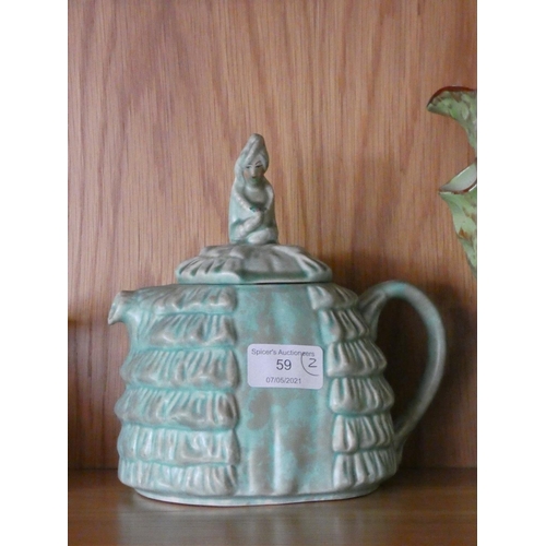 59 - A mid 20th century 'Ye Dainlee Ladyee' teapot, No. 824571 together with, Royal Falcon Ware water jug... 