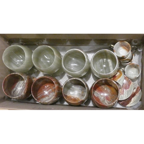 90 - To be sold on behalf of Monkey World, 2 sets of 6 onyx goblets, two sets of 4 onyx goblets and 1 set... 