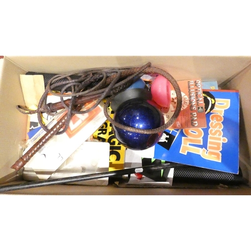 65 - A quantity of children's magic tricks to include- wands, rabbit in a hat, playing cards, bow-ties, d... 