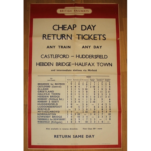 75 - A double-royal sized railway executive (N.E regions) 1952 poster for cheap day return tickets Castle... 