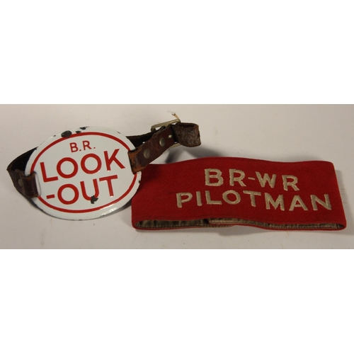 87 - BR-WR Pilotman cloth armband and a metal B.R look-out armband (2)