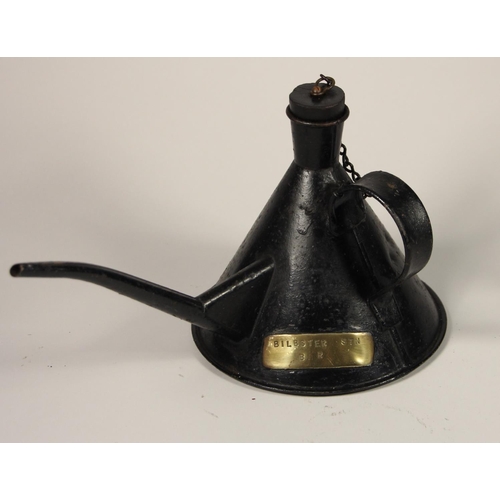 99 - A BR (m) Conical oil can with brass plate 