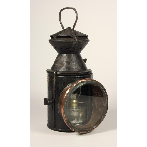 171 - A NER 3 aspect hand lamp with brass NER badge- complete with glasses  and NER burner