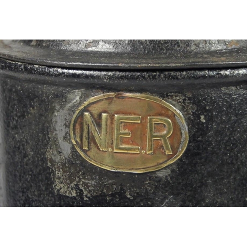 171 - A NER 3 aspect hand lamp with brass NER badge- complete with glasses  and NER burner