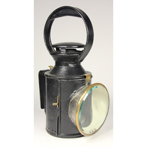 194 - A LMS 3 aspect handlamp with brass plaque 'LMS55346', complete with burner