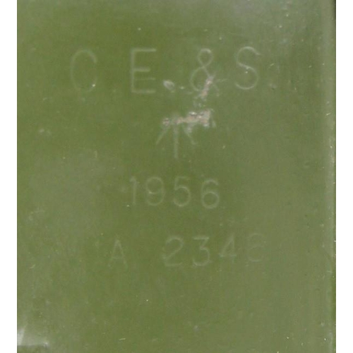 201 - A WD 1956 dark green 3 aspect hand lamp, body stamped with arrow and date, complete with burner