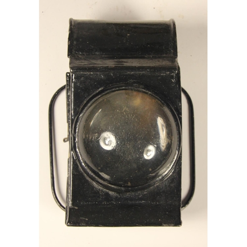 202 - A S.R copper-collared signal lamp complete with burner, together with a small unmarked hand lantern ... 