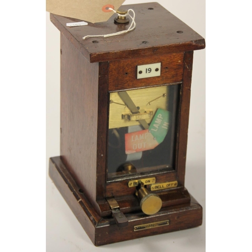 211 - A wooden-cased lamp in/lamp out signal box instrument, Ivorine plate- 19