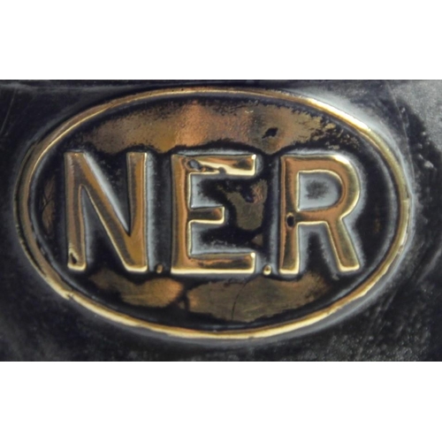 214 - An N.E.R 3 aspect hand lamp, complete with glasses and original burner, samped N.E.R