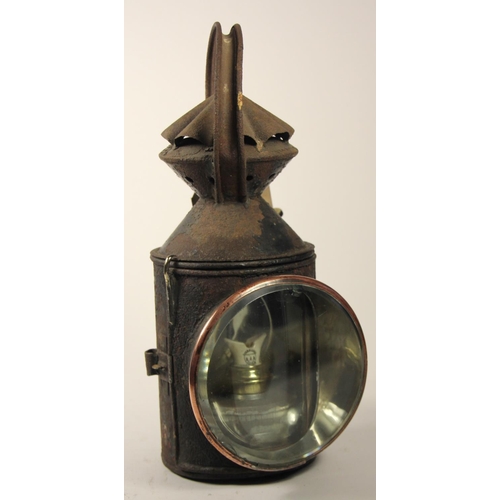 215 - An N.E.R 3 aspect hand lamp, complete with glasses and burner