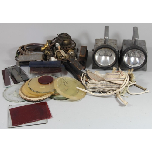 227 - Two Bardic hand lamps together, with 2 boxes of hand lamp spares (burners, glass, bezels) (4)