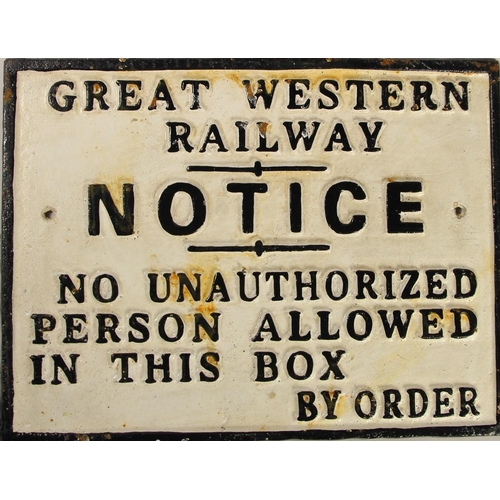 245 - A cast-iron Great Western Railway signal box door sign 